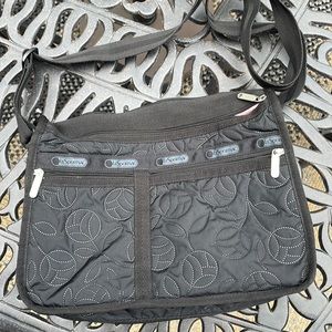 LeSportsac Classic Deluxe Everyday Crossbody Black Embroided Braided